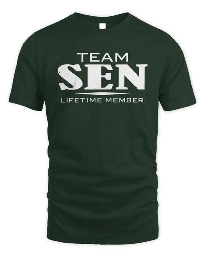 SEN BL62-K4-128 - Personalized “Team NAME Lifetime Member” - Unisex Standard T-Shirt - Forest Green