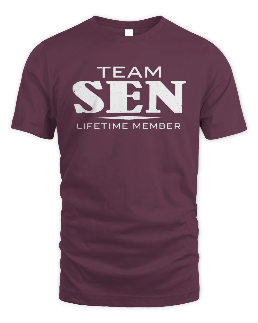 SEN BL62-K4-128 - Personalized “Team NAME Lifetime Member” - Unisex Standard T-Shirt - Maroon