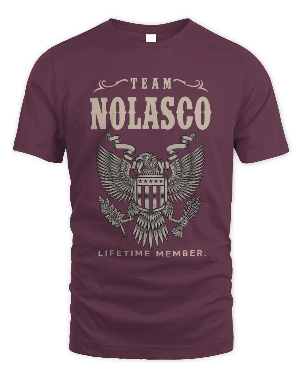 NOLASCO TP06-K82 – Personalized Classic Style Apparel “Team NAME Lifetime Member” - Unisex Standard T-Shirt - Maroon