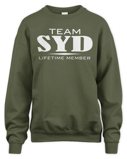 SYD BL62-K4-128 - Personalized “Team NAME Lifetime Member” - Unisex Sweatshirt - Military Green