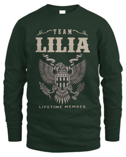 LILIA TP06-K82 – Personalized Classic Style Apparel “Team NAME Lifetime Member” - Men's Long Sleeved T-Shirt - Forest Green