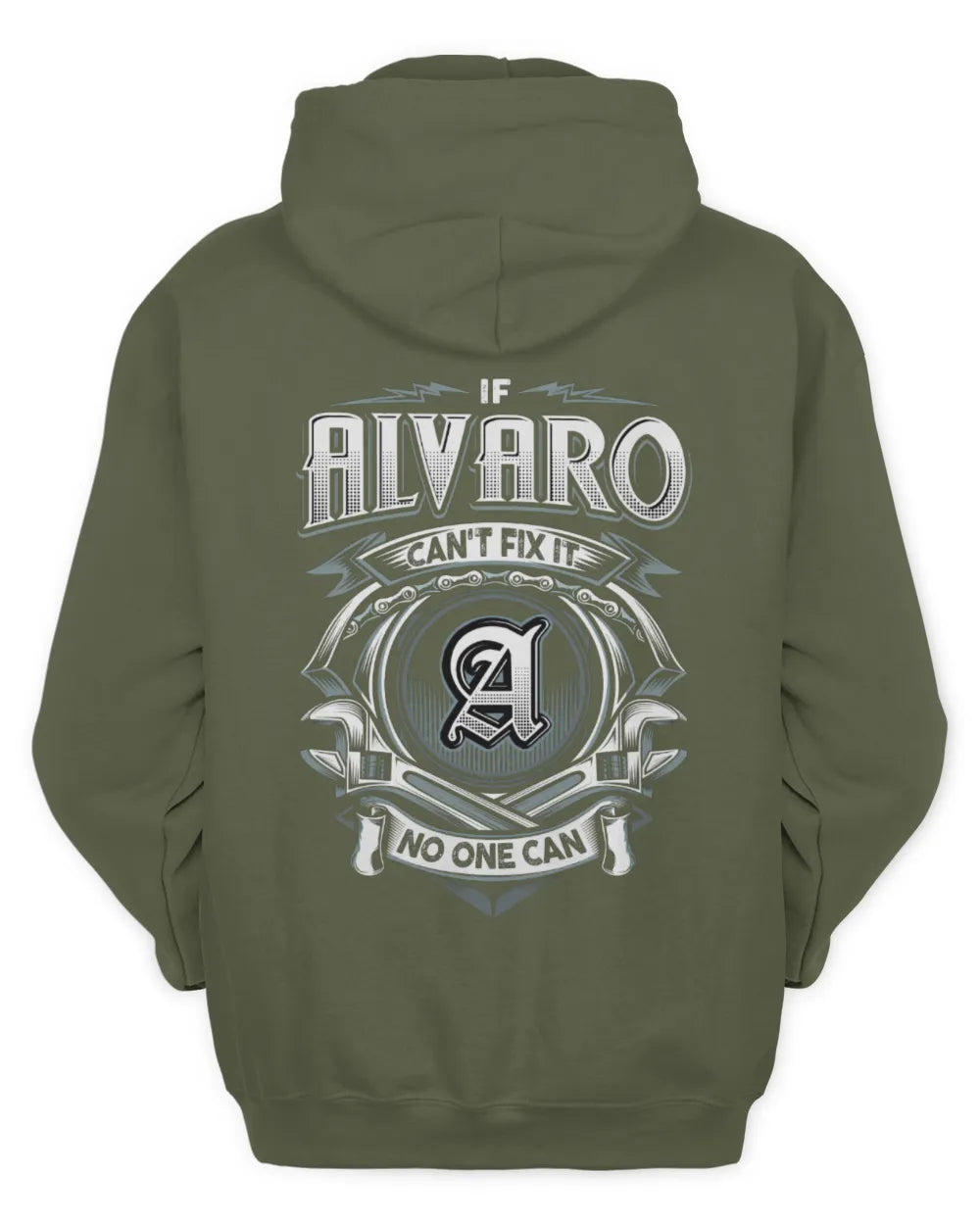 ALVARO AP81-K4-626 - Personalized Ahmed Quote Apparel “If Ahmed Can't Fix It, No One Can” - Unisex Hoodie - Military Green