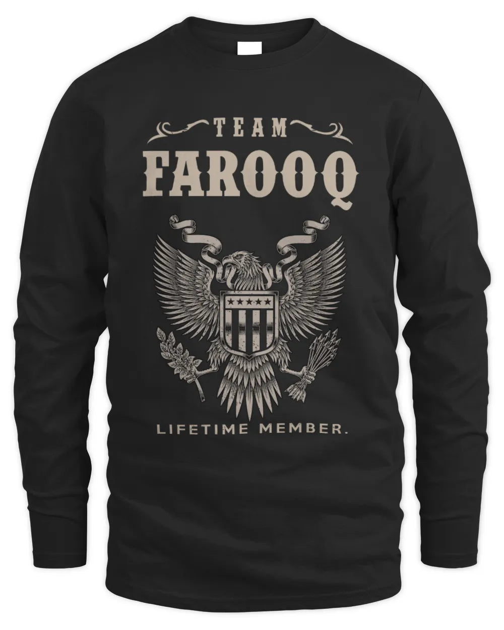 FAROOQ TP06-K82 – Personalized Classic Style Apparel “Team NAME Lifetime Member” - Men's Long Sleeved T-Shirt - Black