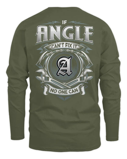 ANGLE AP81-K4-626 - Personalized Ahmed Quote Apparel “If Ahmed Can't Fix It, No One Can” - Men's Long Sleeved T-Shirt - Military Green