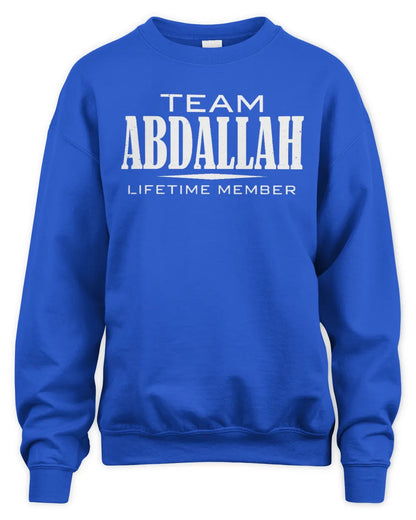 ABDALLAH BL62-K4-128 - Personalized “Team NAME Lifetime Member” - Unisex Sweatshirt - Royal