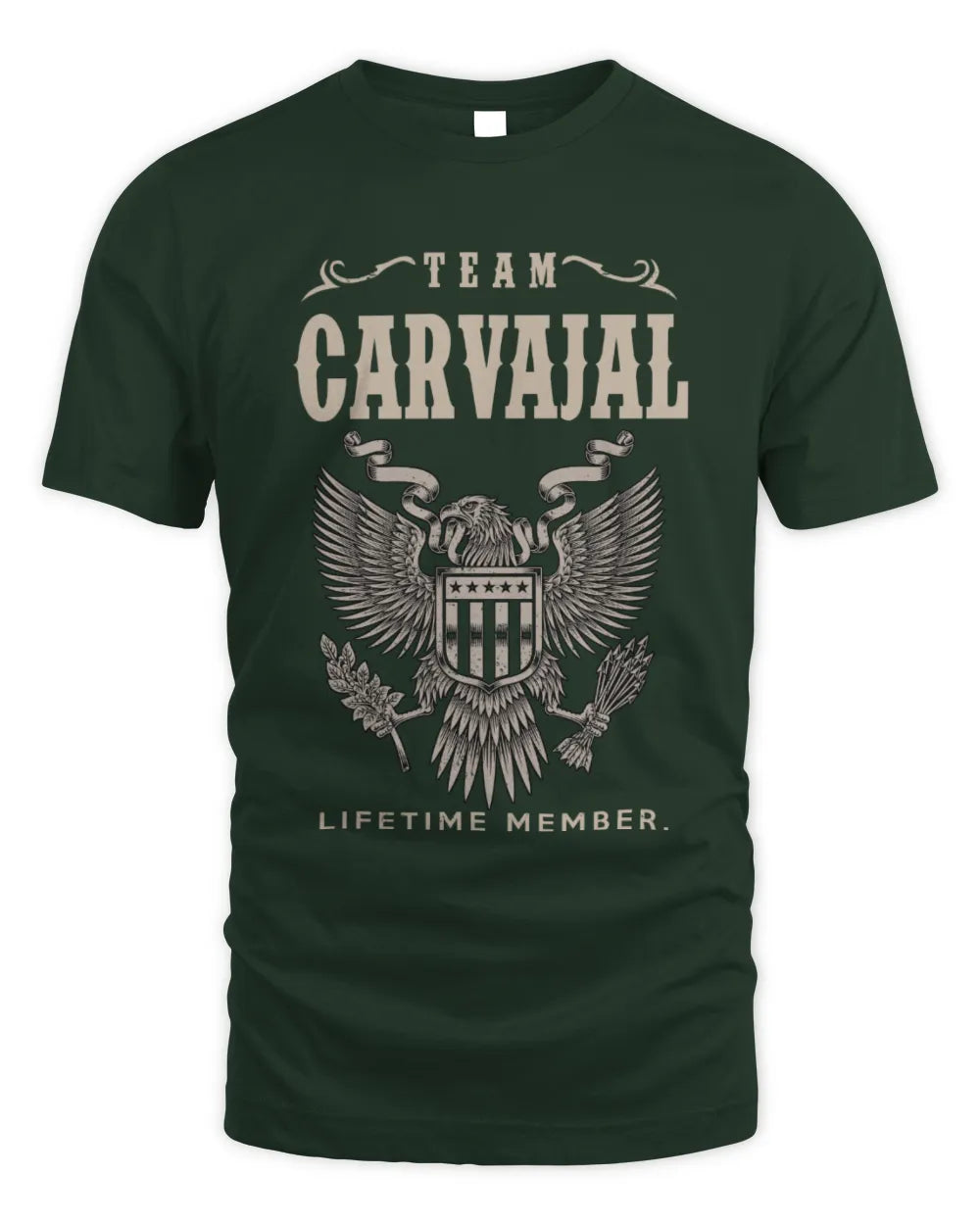 CARVAJAL TP06-K82 – Personalized Classic Style Apparel “Team NAME Lifetime Member” - Unisex Standard T-Shirt - Forest Green