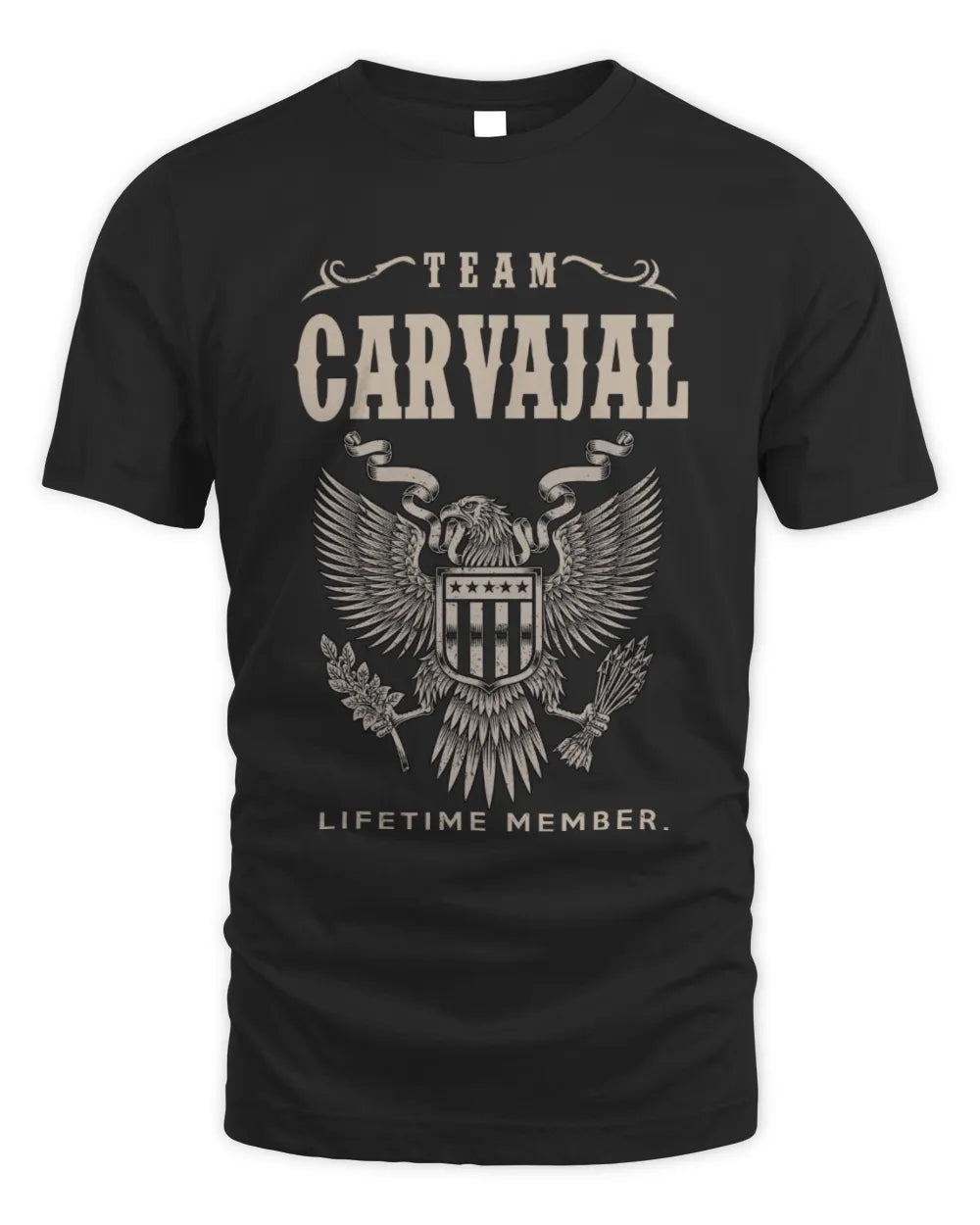 CARVAJAL TP06-K82 – Personalized Classic Style Apparel “Team NAME Lifetime Member” - Unisex Standard T-Shirt - Black