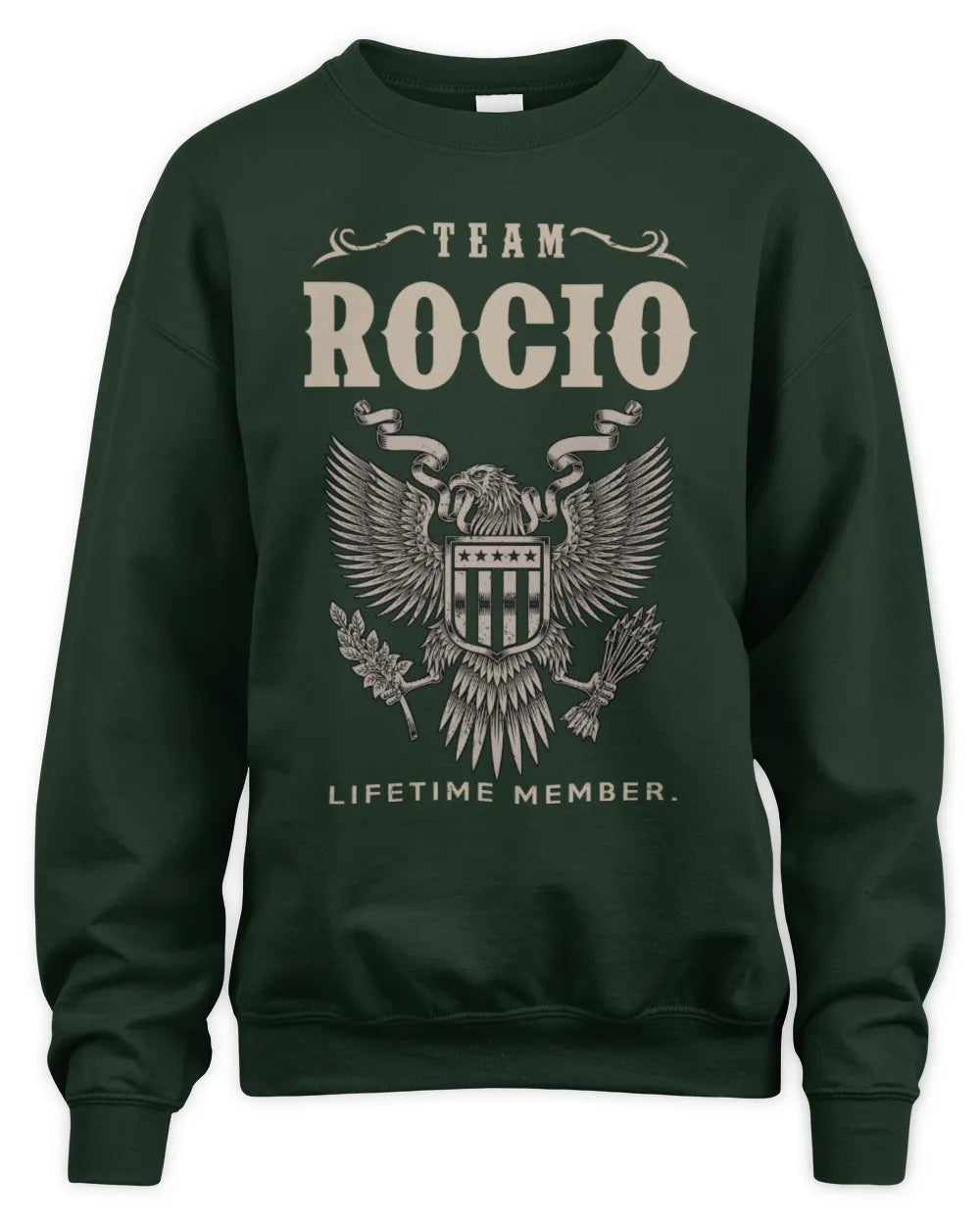 ROCIO TP06-K82 – Personalized Classic Style Apparel “Team NAME Lifetime Member” - Unisex Sweatshirt - Forest Green