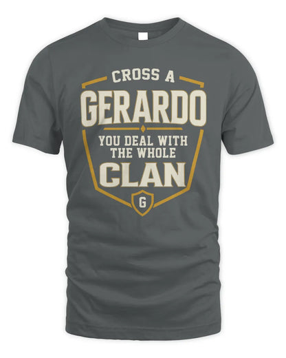 GERARDO NT1-K008 Cross A/An NAME, You Deal With the Whole Clan | Personalized Vintage T-Shirt - Unisex Standard T-Shirt - Charcoal