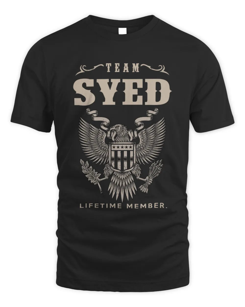 SYED TP06-K82 – Personalized Classic Style Apparel “Team NAME Lifetime Member” - Unisex Standard T-Shirt - Black