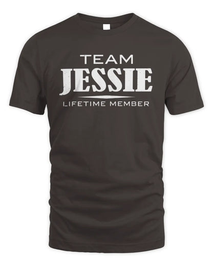 JESSIE BL62-K4-128 - Personalized “Team NAME Lifetime Member” - Unisex Standard T-Shirt - Dark Chocolate