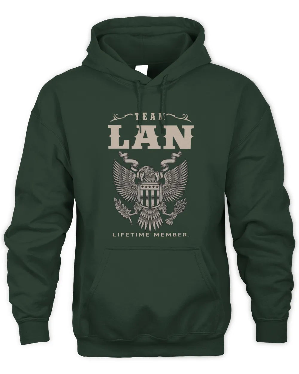 LAN TP06-K82 – Personalized Classic Style Apparel “Team NAME Lifetime Member” - Unisex Hoodie - Forest Green