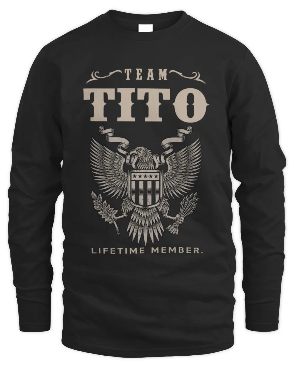TITO TP06-K82 – Personalized Classic Style Apparel “Team NAME Lifetime Member” - Men's Long Sleeved T-Shirt - Black