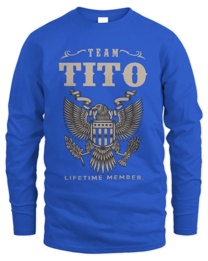 TITO TP06-K82 – Personalized Classic Style Apparel “Team NAME Lifetime Member” - Men's Long Sleeved T-Shirt - Royal
