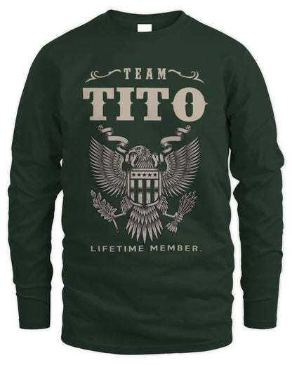 TITO TP06-K82 – Personalized Classic Style Apparel “Team NAME Lifetime Member” - Men's Long Sleeved T-Shirt - Forest Green