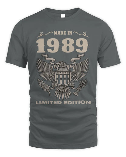 1989 HH89-K2 – Classic Birth Year Limited Edition T-Shirt - Unisex Standard T-Shirt - Charcoal