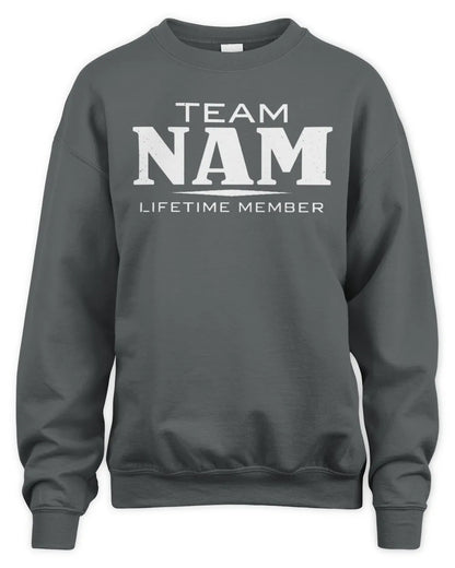 NAM BL62-K4-128 - Personalized “Team NAME Lifetime Member” - Unisex Sweatshirt - Charcoal