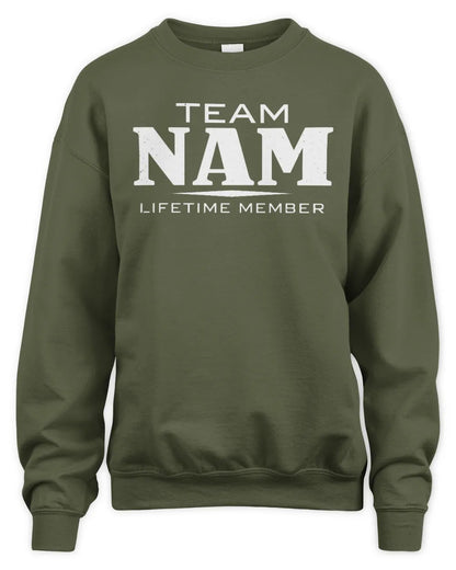 NAM BL62-K4-128 - Personalized “Team NAME Lifetime Member” - Unisex Sweatshirt - Military Green