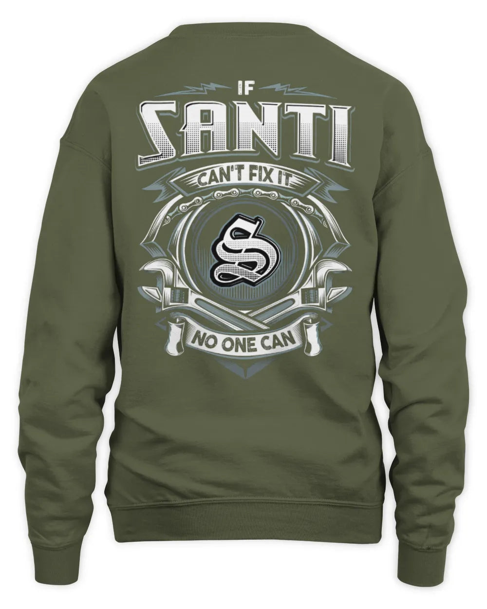 SANTI AP81-K4-626 - Personalized Ahmed Quote Apparel “If Ahmed Can't Fix It, No One Can” - Unisex Sweatshirt - Military Green