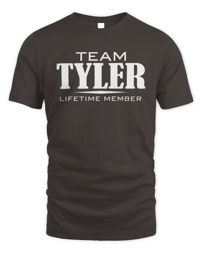 TYLER BL62-K4-128 - Personalized “Team NAME Lifetime Member” - Unisex Standard T-Shirt - Dark Chocolate
