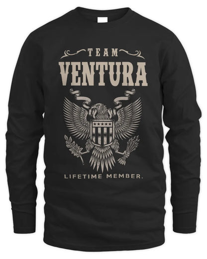 VENTURA TP06-K82 – Personalized Classic Style Apparel “Team NAME Lifetime Member” - Men's Long Sleeved T-Shirt - Black