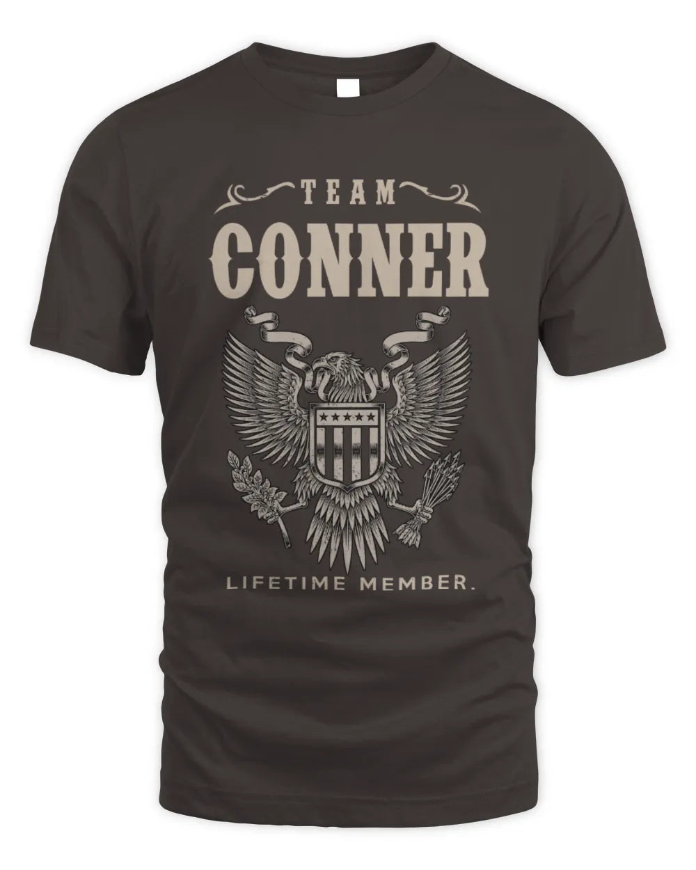 CONNER TP06-K82 – Personalized Classic Style Apparel “Team NAME Lifetime Member” - Unisex Standard T-Shirt - Dark Chocolate