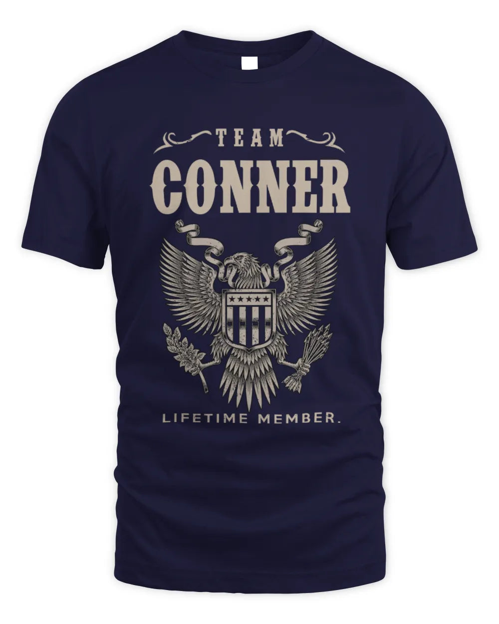 CONNER TP06-K82 – Personalized Classic Style Apparel “Team NAME Lifetime Member” - Unisex Standard T-Shirt - Navy