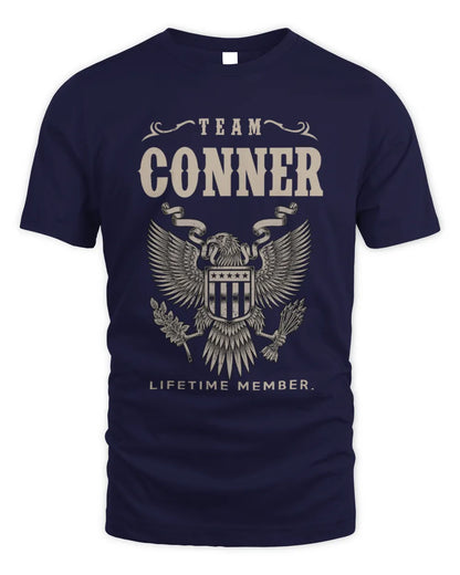 CONNER TP06-K82 – Personalized Classic Style Apparel “Team NAME Lifetime Member” - Unisex Standard T-Shirt - Navy