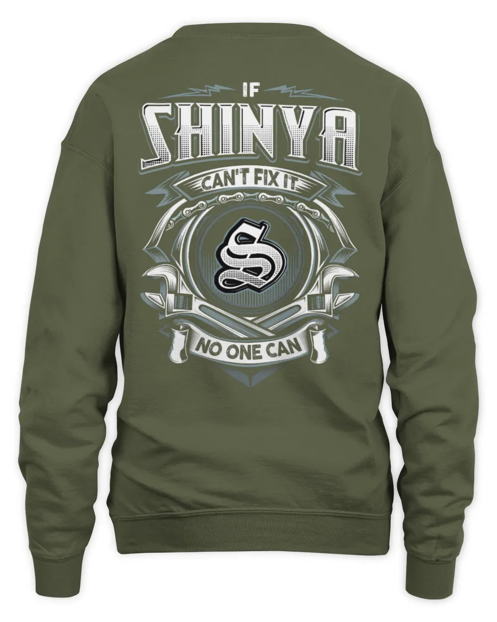 SHINYA AP81-K4-626 - Personalized Ahmed Quote Apparel “If Ahmed Can't Fix It, No One Can” - Unisex Sweatshirt - Military Green