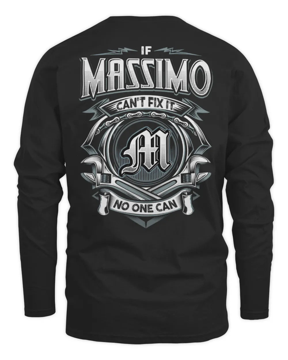 MASSIMO AP81-K4-626 - Personalized Ahmed Quote Apparel “If Ahmed Can't Fix It, No One Can” - Men's Long Sleeved T-Shirt - Black