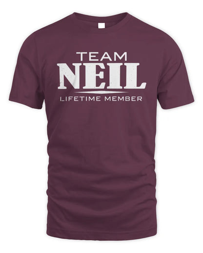 NEIL BL62-K4-128 - Personalized “Team NAME Lifetime Member” - Unisex Standard T-Shirt - Maroon