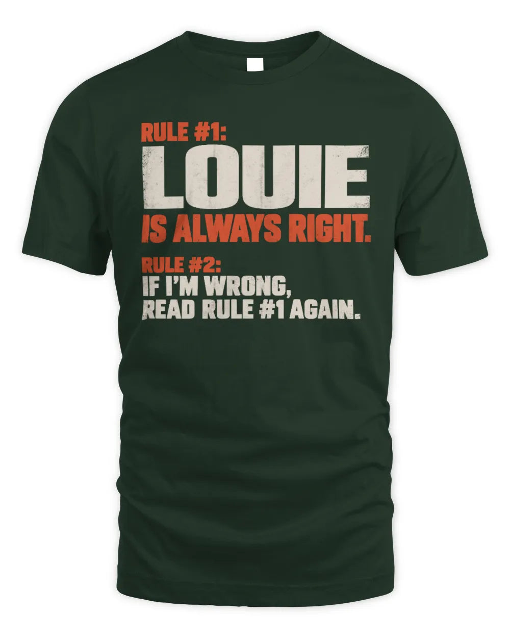 LOUIE NP1-H006 
Always Right Personalized Name T-Shirt – Funny Custom Name Shirt - Unisex Standard T-Shirt - Forest Green