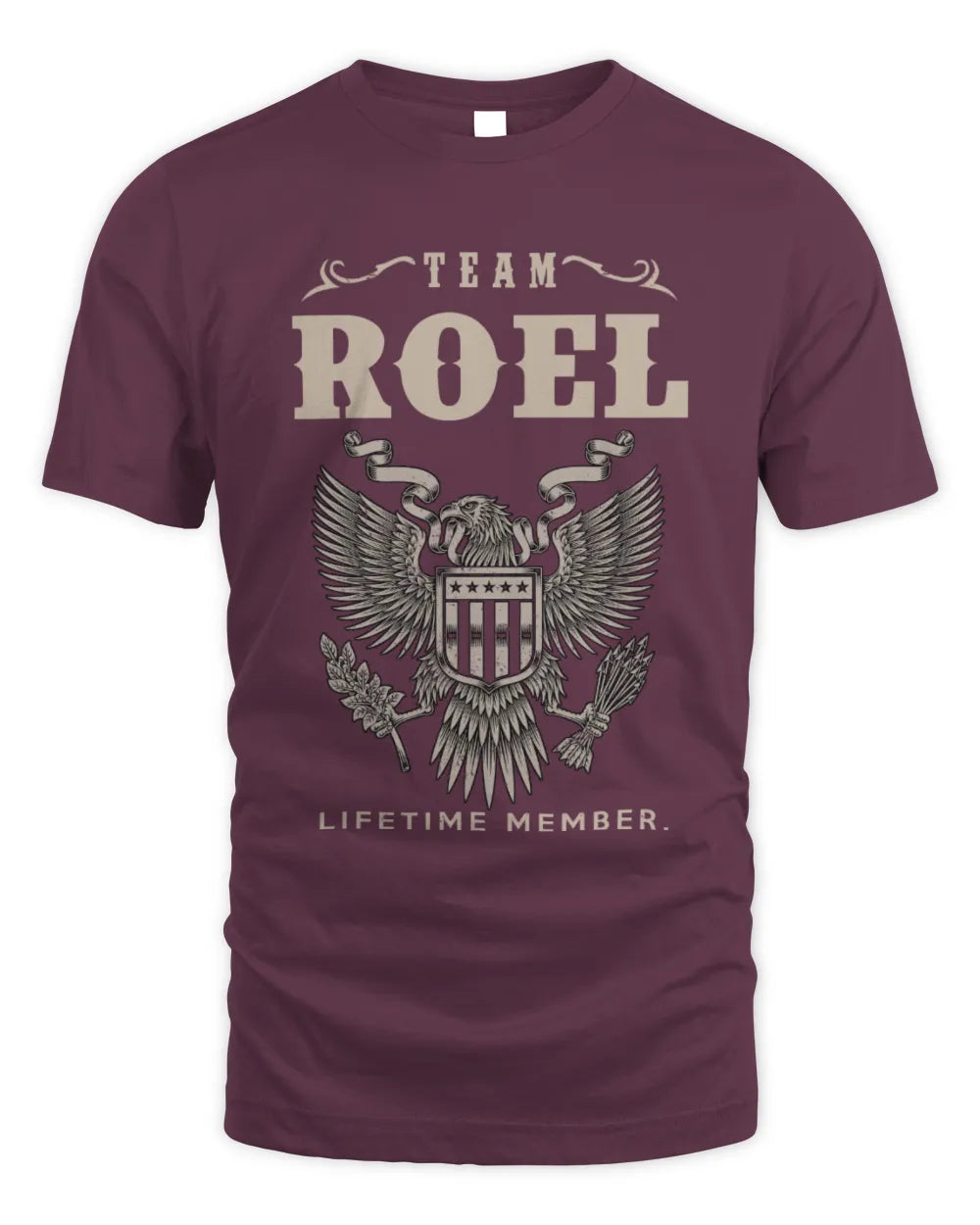 ROEL TP06-K82 – Personalized Classic Style Apparel “Team NAME Lifetime Member” - Unisex Standard T-Shirt - Maroon