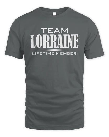 LORRAINE BL62-K4-128 - Personalized “Team NAME Lifetime Member” - Unisex Standard T-Shirt - Charcoal