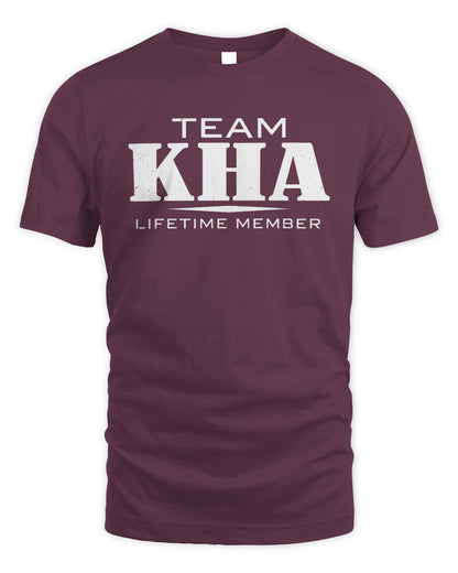 KHA BL62-K4-128 - Personalized “Team NAME Lifetime Member” - Unisex Standard T-Shirt - Maroon