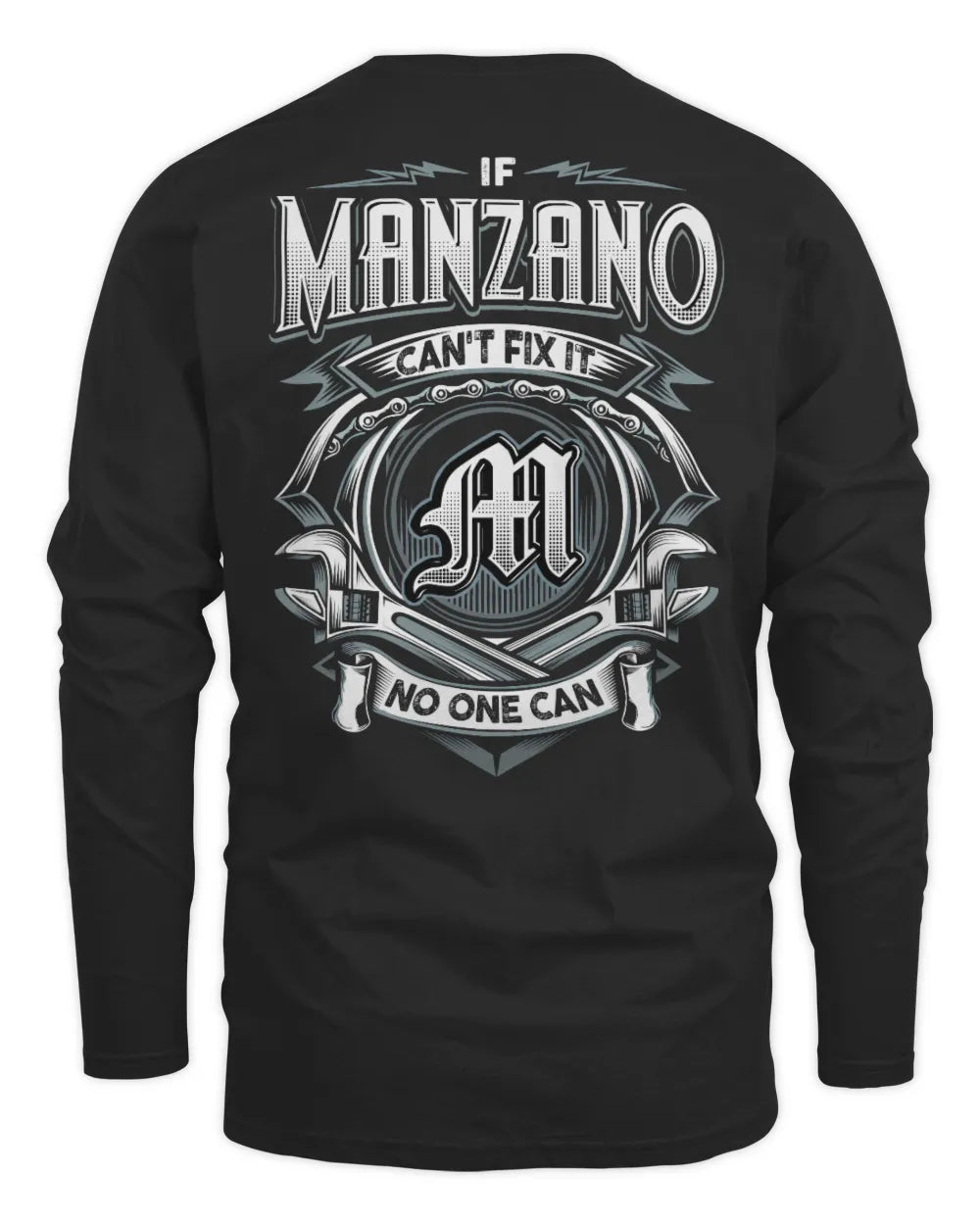 MANZANO AP81-K4-626 - Personalized Ahmed Quote Apparel “If Ahmed Can't Fix It, No One Can” - Men's Long Sleeved T-Shirt - Black