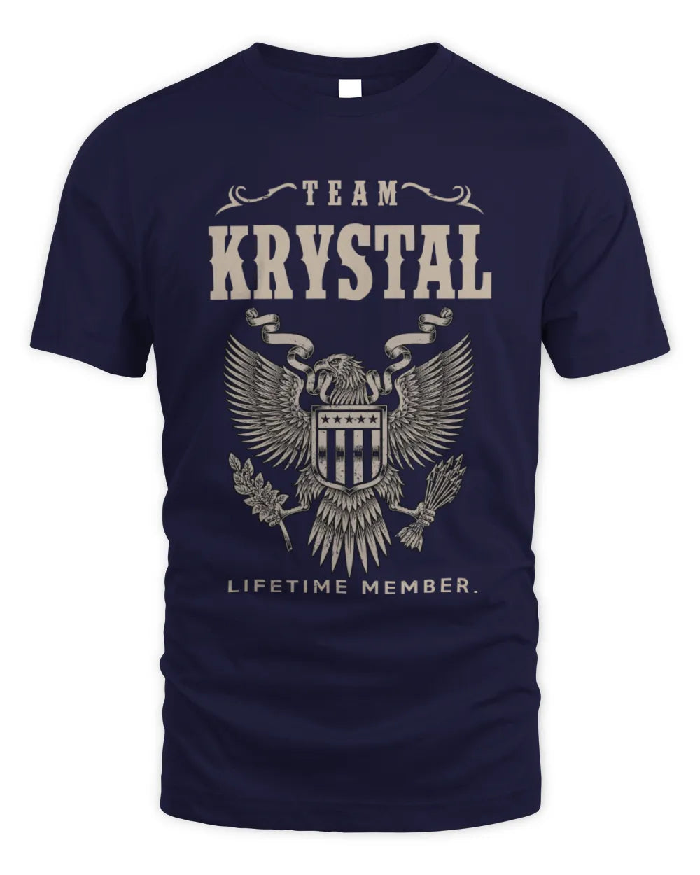 KRYSTAL TP06-K82 – Personalized Classic Style Apparel “Team NAME Lifetime Member” - Unisex Standard T-Shirt - Navy