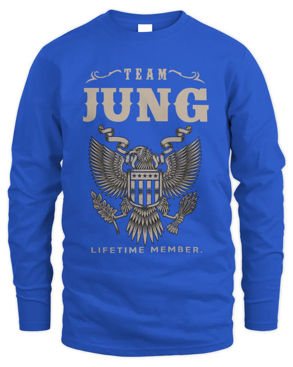 JUNG TP06-K82 – Personalized Classic Style Apparel “Team NAME Lifetime Member” - Men's Long Sleeved T-Shirt - Royal