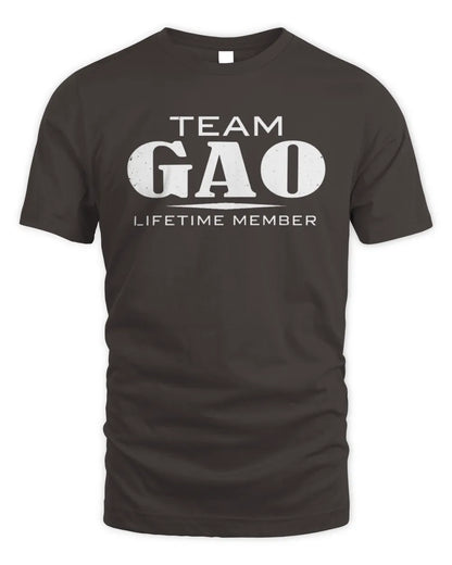 GAO BL62-K4-128 - Personalized “Team NAME Lifetime Member” - Unisex Standard T-Shirt - Dark Chocolate
