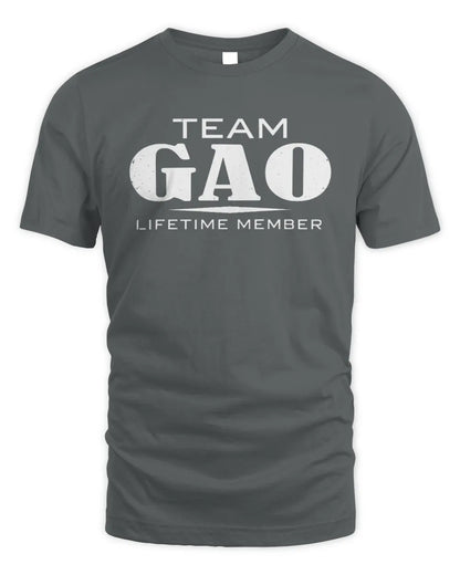 GAO BL62-K4-128 - Personalized “Team NAME Lifetime Member” - Unisex Standard T-Shirt - Charcoal