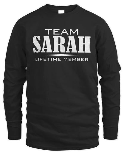 SARAH BL62-K4-128 - Personalized “Team NAME Lifetime Member” - Men's Long Sleeved T-Shirt - Black