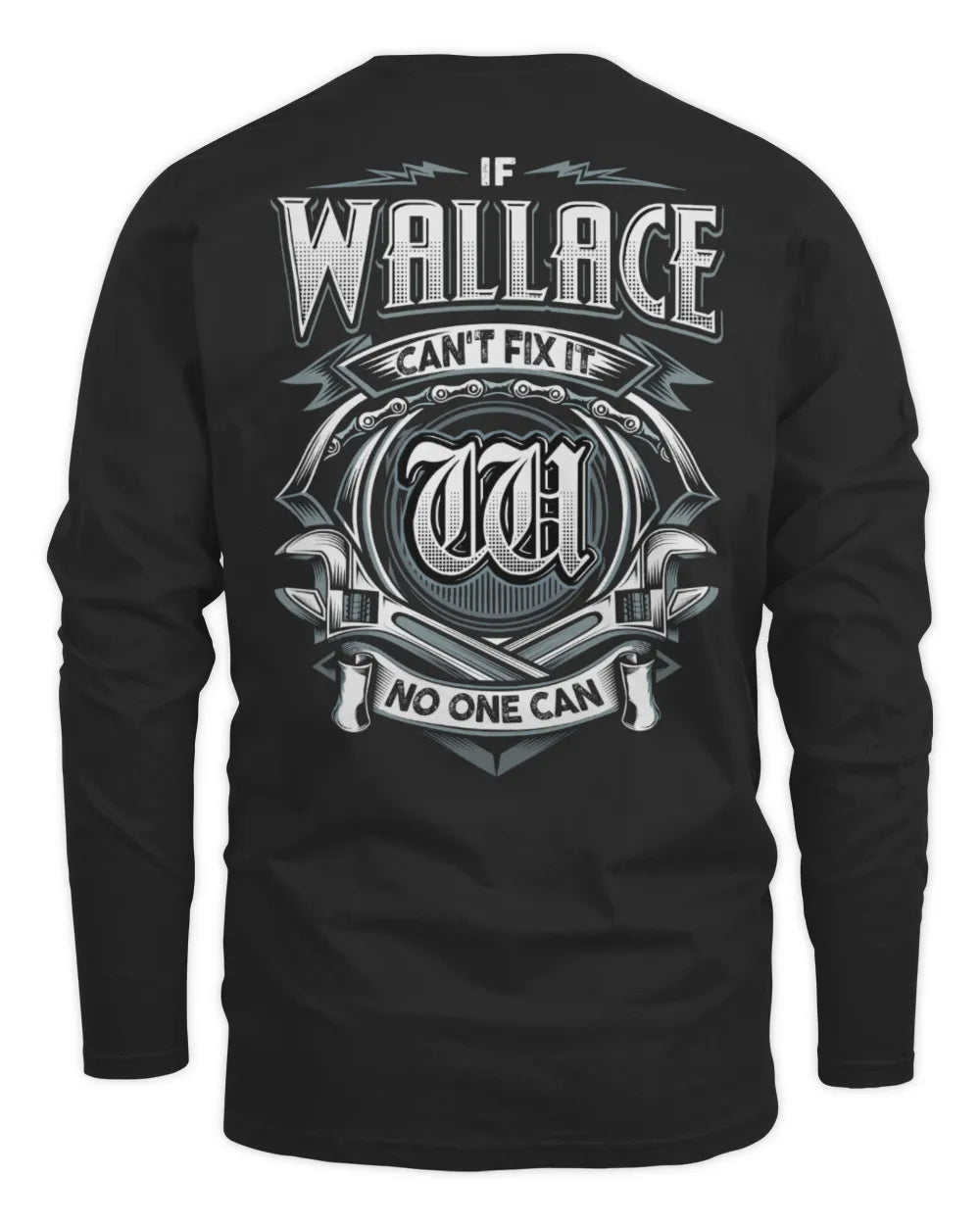 WALLACE AP81-K4-626 - Personalized Ahmed Quote Apparel “If Ahmed Can't Fix It, No One Can” - Men's Long Sleeved T-Shirt - Black