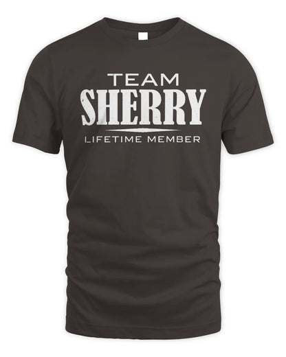 SHERRY BL62-K4-128 - Personalized “Team NAME Lifetime Member” - Unisex Standard T-Shirt - Dark Chocolate