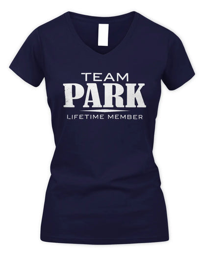 PARK BL62-K4-128 - Personalized “Team NAME Lifetime Member” - Women's V-Neck T-Shirt - Navy
