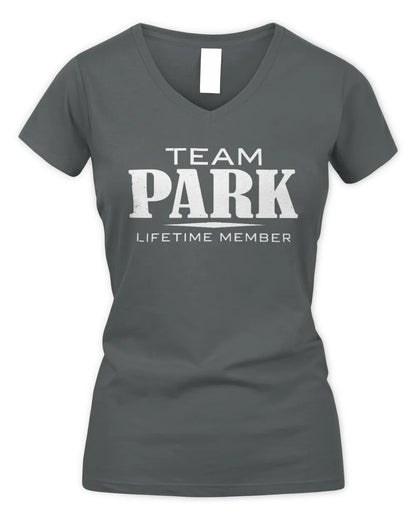 PARK BL62-K4-128 - Personalized “Team NAME Lifetime Member” - Women's V-Neck T-Shirt - Charcoal