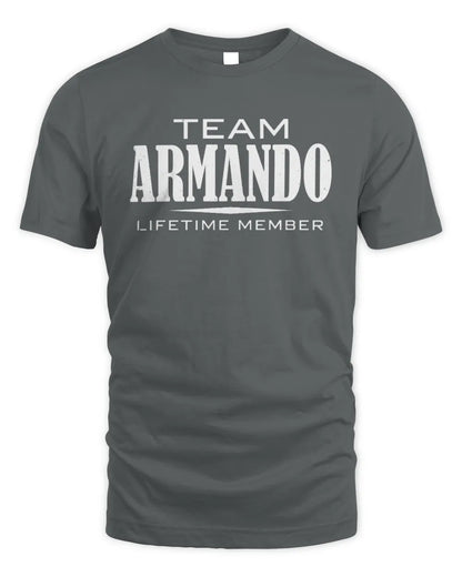 ARMANDO BL62-K4-128 - Personalized “Team NAME Lifetime Member” - Unisex Standard T-Shirt - Charcoal
