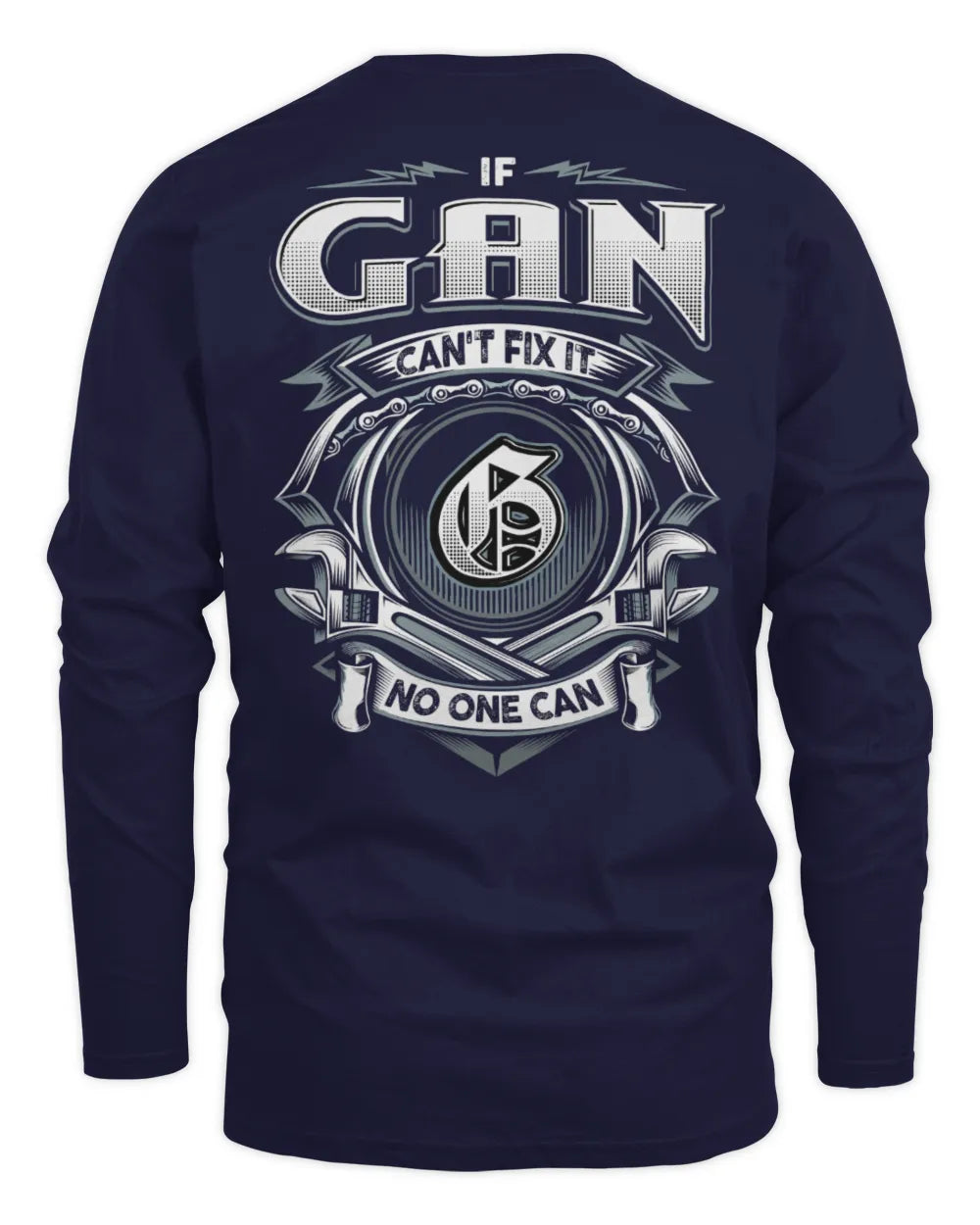 GAN AP81-K4-626 - Personalized Ahmed Quote Apparel “If Ahmed Can't Fix It, No One Can” - Men's Long Sleeved T-Shirt - Navy