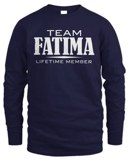 FATIMA BL62-K4-128 - Personalized “Team NAME Lifetime Member” - Men's Long Sleeved T-Shirt - Navy