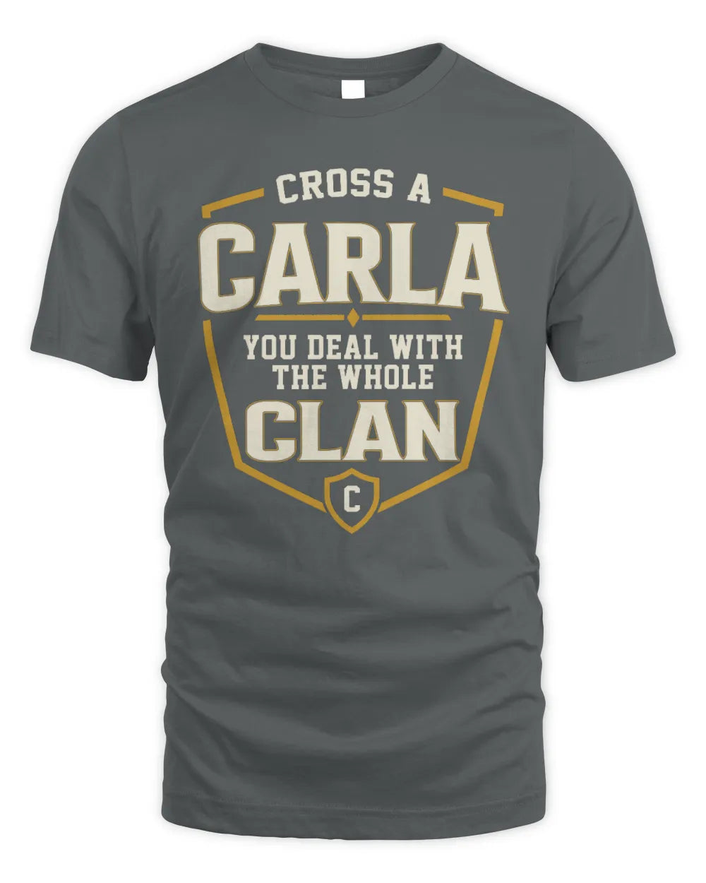 CARLA NT1-K008 Cross A/An NAME, You Deal With the Whole Clan | Personalized Vintage T-Shirt - Unisex Standard T-Shirt - Charcoal