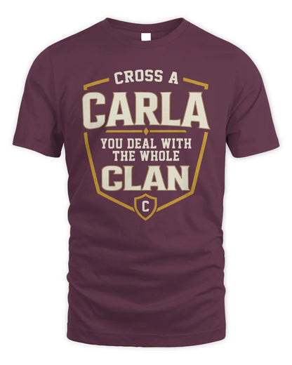 CARLA NT1-K008 Cross A/An NAME, You Deal With the Whole Clan | Personalized Vintage T-Shirt - Unisex Standard T-Shirt - Maroon